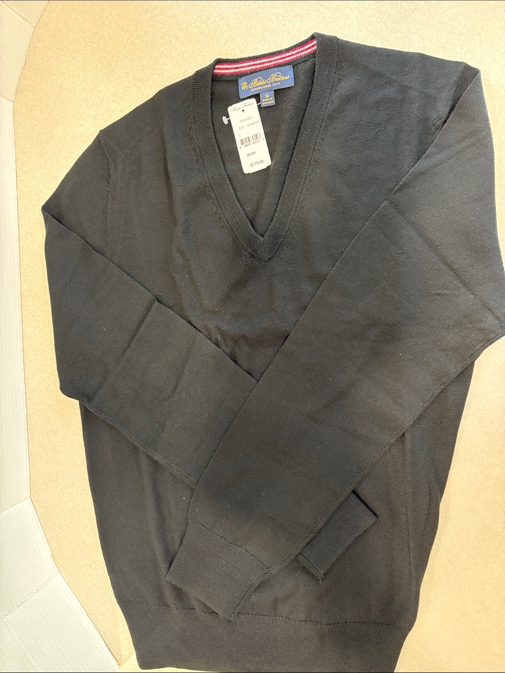 Brooks Brothers Black V-Neck Sweater